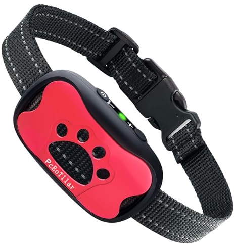 PcEoTllar Rechargeable Bark Collar with Vibration & Beep, No Shock, Pink | Anti-bark collar with 7 sensitivity levels (no shock) for Dog, filters background noise waterproof for indoor/outdoor use.