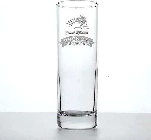 KDO MAGIC Verre à ricard personnalisé - Prénom ou texte gravé - Marquage au laser - Cadeau fête des pères, papa, noël, homme, retraite (Retraite, Lot de 1)