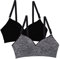 Fruit of the Loom Women's Seamless Wire Free Push-up Bra, Opaque, Black Hue/Charcoal Heather 2-Pack, 34C (Pack of 2)