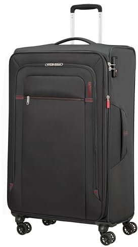 American Tourister Crosstrack - Spinner L, Erweiterbarer Koffer, 79 cm, 109,5,119 L, Grau,Rot (Grey,Red)
