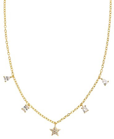 Xenox Damen 925 Sterling Silber Halskette mit Anhänger und Zirkonia in goldfarben - MIDNIGHT - XS2297G