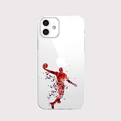 Blingy's Schutzhülle für iPhone 13 (15,5 cm / 6,1 Zoll), cooler künstlerischer Basketball-Stil, lustiges Sport-Design, transparent, weiches TPU, transparent (Basketball Dunk)
