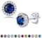 Bestyle Zirkonia Ohrringe Modische S925 Silber Frauen Saphir Ohrstecker Elegant Exquisite Kristalle Damenohrringe Runde Ohrringe Ohrschmuck