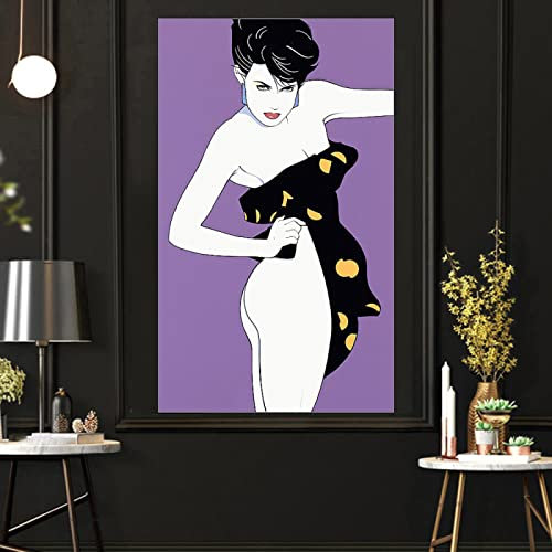 Hnyjyfa Mode cooles Mädchen Pop Art Plakat Patrick Nagel Frau Malerei Vintage Illustration Wand Kunstdrucke Sexy Elegante Poster Moderne Zimmer Schlafzimmer Dekor 0125282