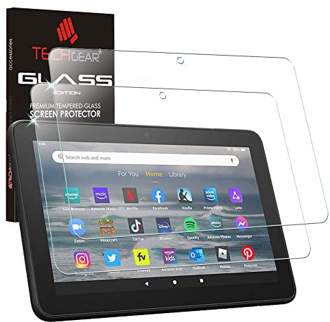 TECHGEAR 2 Stück GLAS für Amazon Neue Fire 7 Tablette (2022 Veröffentlichungs / 12. Generation) - Displayschutzfolie aus gehärtetem Glas [9H Härte] [Crystal Clarity] [Kratzfest] [Keine Bubble]