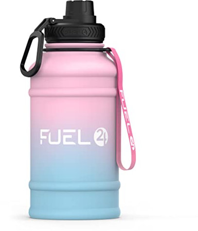 Fuel24 Carafe en acier inoxydable – Bouteille d'eau de 1,3 ou 2,2 litres – Extra solide, sans BPA, anti-fuite – Grande bouteille en métal de 1,3 L, 2,2 L, couleur au choix