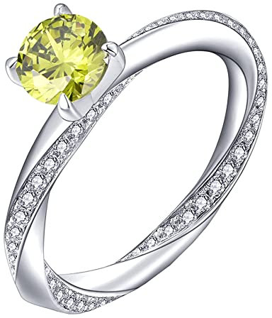 YL Damen Ring 925 Sterling Silber mit August Geburtsstein Peridot Zirkonia Ring Verlobungsring Ehering für Braut(Größe 54)