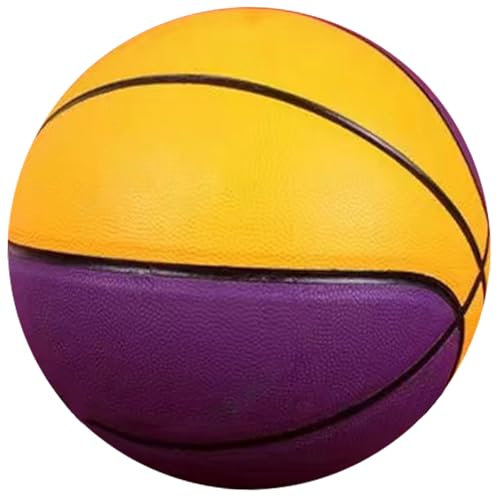 MINDCOLLISION 5/6/7 Smile Basketball, PU -Basketball, gutes Dribbeln und Schießgefühl, Geburtstagsgeschenk, geeignet für den Gebrauch in Innen- und Außenbereich.,Purple + Yellow,No.5