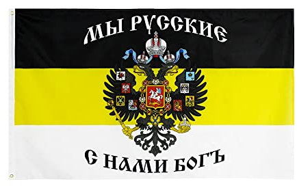 Bandiera 90x150cm Imperiale Russa Noi Dio Russo Con Noi Doppia Testa D'aquila Bandiera Dell'Impero