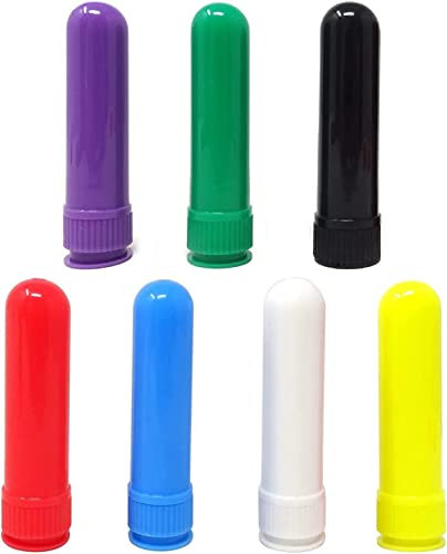 Tubes à Huile Essentielle,Inhalateur d'Huiles Essentielles,Plastique Tubes Vides,7PC Inhalateur Nasal Tubes Inhalateurs avec Mèches Pour l'Aromathérapie