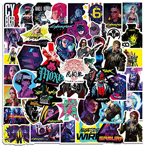 50 PCS Cyber and Punk Aufkleber Cool Cyberpunk Stickers für Laptop Wasserflasche Wagen Motorrad Stoßstange Gepäck Skateboard Graffiti
