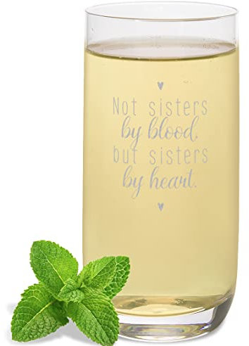 JUNIWORDS Longdrinkglas mit Gravur, Not sisters by blood, but sisters by heart, Longdrinkglas (1002790)