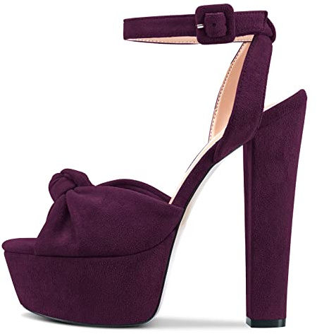 Castamere Femmes Haut High Bloc Chunky Plate-forme Talon Heel Ouvert Bout Lanières Cheville Nœud Papillon Sandales