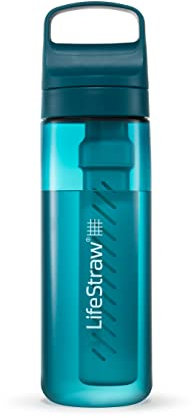 LifeStraw Go Series – Gourde filtrante sans BPA 650ml pour les voyages et l’usage quotidien. Élimine les bactéries, les parasites et les microplastiques. Améliore le Goût, Laguna Teal (bleu pétrole)