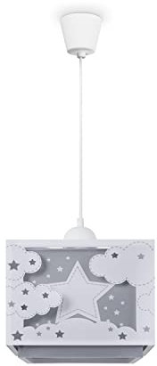 Paco Home Hängelampe Kinderzimmer Deckenlampe Pendelleuchte Lampenschirm Stoff E27 Stern Im Dunkeln Leuchtend