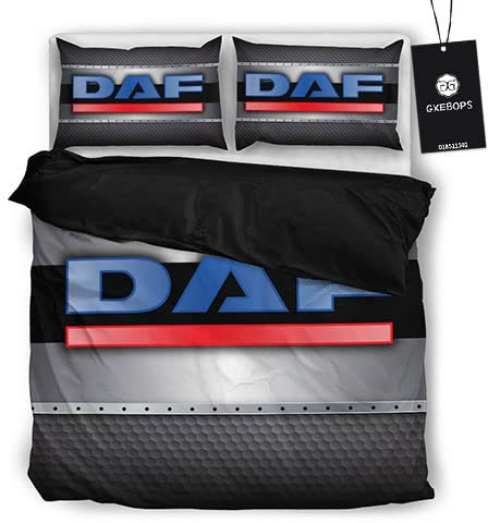 GXEBOPS Dreiteiliges weiches und atmungsaktives Bettlaken-Bettbezug-Set D-A-F logo 3D-gedruckte Mikrofaserbettwäsche + 2 Kissenbezüge Hose/B/135x200cm