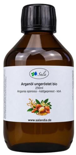 Sala Arganöl BIO kbA 250 ml Glasflasche – kaltgepresst & ungeröstet – 100% naturreines Pflanzenöl aus Argania spinosa – für Hautpflege, Haarpflege, Gesicht & DIY-Kosmetik