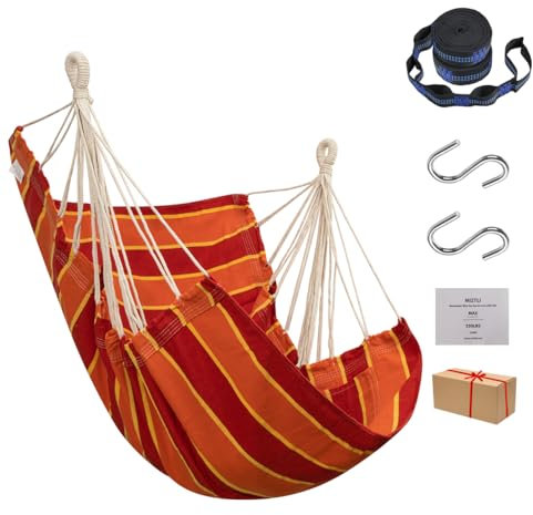 Miztli Hammock Chair Hanging Swing Chair for Bedroom-Hammock Swing with Pocket-Max 330lbs-Indoor & Outdoor-No Cushions-No Spreader Bar