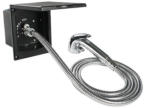 Marvix - Toma de salida de agua externa y cabezal de ducha de gatillo para autocaravana, caravana, caja de caballos