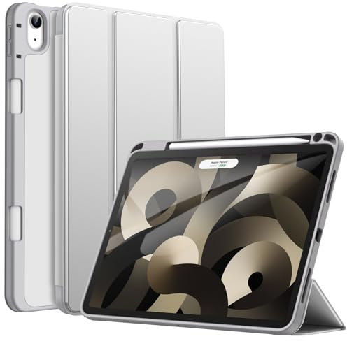 JETech Case for iPad Air 11-Inch M3/M2 (2025/2024), iPad Air 5/4 (2022/2020 5th/4th Generation 10.9-Inch) with Pencil Holder, Slim Tablet Cover with Soft TPU Back, Auto Wake/Sleep (Silver)