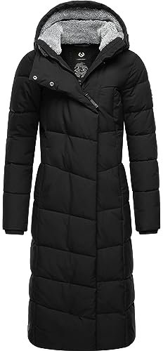 Ragwear Damen Wintermantel Warmer Steppmantel extralang wasserdicht und atmungsaktiv Pavla Extralong Black Gr. XXL