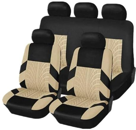 TERCAN 9 Stück Autositzbezüge Kompletter Satz für Jeep Renegade 2016-2023, Polyestergewebe Sitzbezüge Auto Set Autositzbezüge Schonbezüge Zubehör,C/BEIGE