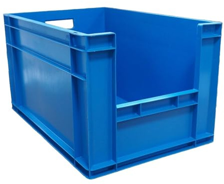 HomeHQ Industrial Plastic Storage Boxes, Stackable Heavy Duty Crate, Container Crates for Warehouse, Garage (BLUE, 63 lt - 60 x 40 x 34 cm)