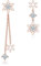Bewenda Weihnachten Ohrringe Silber Hängend, 925 Sterling Silber Asymmetrische Schneeflocken Ohrstecker mit Weiß Zirkonia, Hypoallergen Rosegold Lange Quaste Kette Ohrhänger Ohrringe für Damen Mädchen