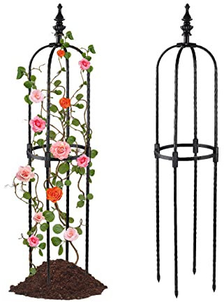 Obelisco Alto di Supporto per Piante Nere per Viti e Fiori Rampicanti, Accessori per Traliccio da Giardino per la Casa, il Cortile (90cm)