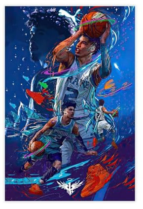 dalouh LaMelo Ball Poster Baskerball Portrait Bild Leinwand Poster Schlafzimmer Dekor Sport Landschaft Büro Zimmer Dekor Geschenk Unrahmen: 40 x 60 cm