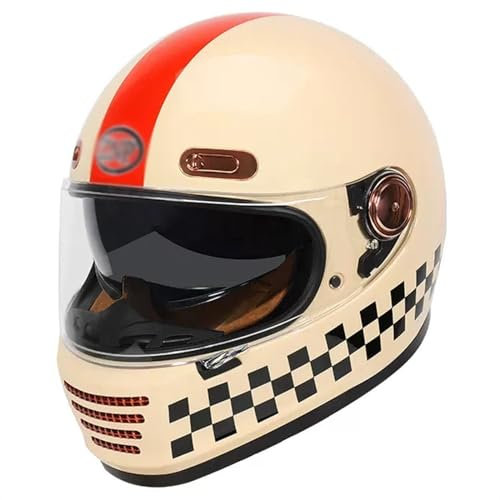 Retro Motorrad Motocrosshelme, Vintage Motorrad Integralhelme Mit Visier, Herren Damen Motorradhelm DOT/ECE-Zulassung, Lokomotive Offener Helme, ATV UTV Helme ( Color : C , Size : XL=(61-62cm) )