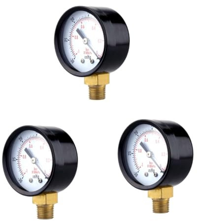 Gatuida 3pcs Portable Vacuum Pressure Gauge for Air Compressor Made of Material Suitable for Water Air Oil Gas