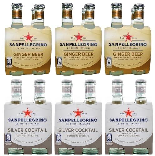 24er-Pack Testpaket San Pellegrino Silver Cocktail Alkoholfreies Getränk + Ginger Beer Alkoholfreies Getränk mit Noten von Ingwer 20cl Einweg-Glasflasche