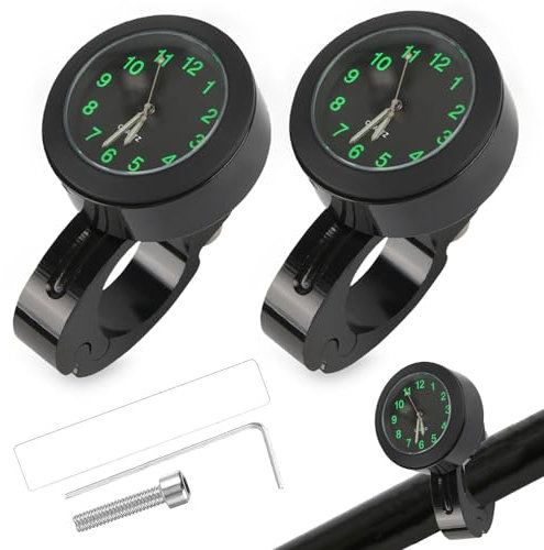 YeahBoom 2 Pcs Motorraduhr für Lenker Wasserdicht,Fahrrad Uhr,Lenkeruhr Motorrad,Motorrad Lenkeruhr,Fahrraduhr für Lenker,Motorrad-Uhren,Lenkerhalterung Uhr für Motorräder Elektrofahrzeuge