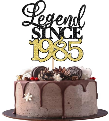 Xsstarmi 1 Packung Tortendeko 40. Geburtstag Tortenaufsatz Glitzer Fabelhaft 40 Kuchen Pick Legend Since 1985 Kuchen dekorationen für 40. Geburtstag Hochzeitstag Party Zubehör Schwarz Gold