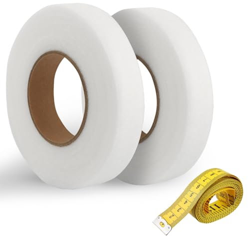 Twins Markhor® 2 Pack 25mm Wonder Web Iron on Hemming Tape for Trousers, 55 Yards Extra Strong Hem Tape for Curtains with Measure Tape, Adhesive Fusing Iron-on Tape for Jeans, Clothes