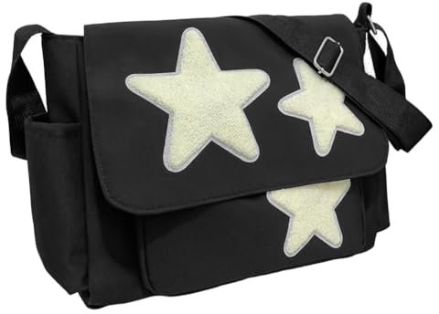 YILCER Damen Messenger Bag Crossbody Kuriertasche, Schwarz-groß-Nylon