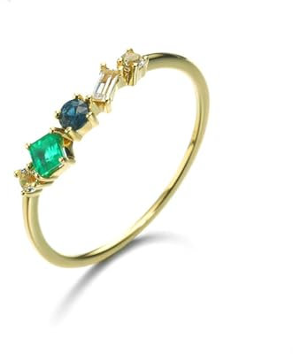 Stfery Damenring Gold 585 Ringe für Frauen Rund Diamant Ring Damen Verlobungsring