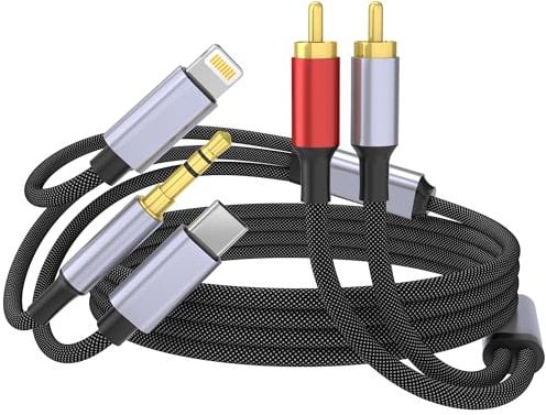 Câble USB C 3,5 mm vers RCA, Lightning vers RCA mâle vers adaptateur audio auxiliaire, son HiFi, adaptateur de prise casque, connecteur audio 3 en 1 pour iPhone/iPad, haut-parleurs, MP3, tablette,