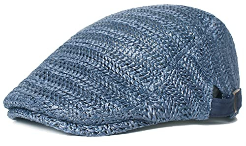 Béret de paille Newsboy pour homme et femme – Chapeau de plage d'été en maille lierre casquette plate unie unie réglable chapeau de paille de conduite