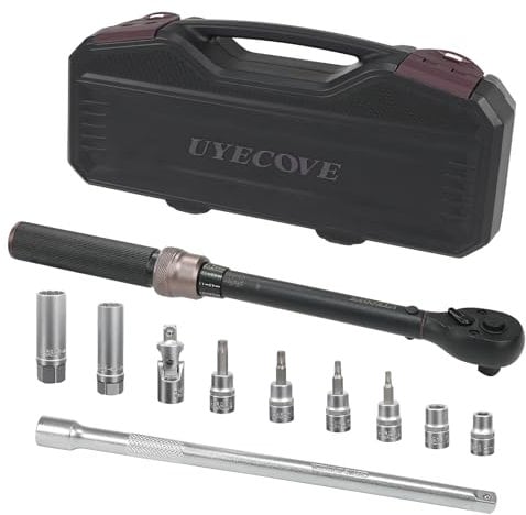 UYECOVE Drehmomentschlüssel 3/8, Drehmomentschlüssel Zündkerzen 5-60Nm Drehmomentschlüssel Set 11-tlg. mit Zündkerze, Drehmomentschlüssel für Auto, Motorrad