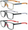 XOQ Lesebrille Herren 3 Pack Sportliches Design flexibel und leichtComputerbrille Blaulichtfilter Lesehilfe für Herren (Schwarz Orange Grau, 1.5)