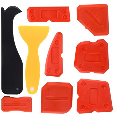 EYVRPAU Set da 9 Rimuovi Silicone, Spatola, Raschietto, Togli, Joint Smoother, Joint Scraper, Strumento per Giunzioni Perfette, Per Varie Superfici, Acrilico e Resina, Con Coltello da Taglio