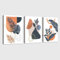 3 Pcs Boho Bilder Orange Set mit Rahmen, Nordische Blau Orange Geometrisch Leinwand Bilder Minimalistisch Modern Pflanze Wandbilder Wohnzimmer Schlafzimmer Esszimmer Wand deko 120x60cm(40x60x3)