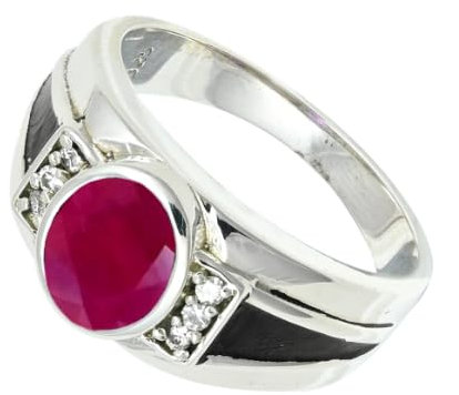 JEWELFORCE 925 Sterling Silber Rubin Lab Grown Edelstein Ring Herren Damen Steinbandring Alle Größen Ring Handgefertigter Schmuck JSR-1166AM_58 (18.5)