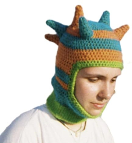 Ldabrye Handgefertigte Halloween-Party-Mütze, gestrickte Sturmhaube, Beanie-Mütze, Teenager-Gesichtsmaske, Farbe: Acht Ecken, Einheitsgröße