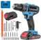 Trapano Avvitatore Batteria 21V, Avvitatore a Batteria, Trapano Avvitatore a Percussione, Avvitatore Elettrico con 2 Batteries 2.0Ah, 25+3 Coppie, 2 Velocità, LED Luce per Casa Progetto