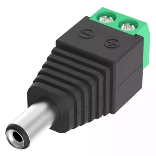 TECHZOCO DC-Netzstecker, Klinkenstecker, CCTV-Stromversorgung, geeignet für LED-Streifen, Bluetooth-Lautsprecher, CCTV-Kamera-Monitor, unterstützt 32 V DC 5 A, DC 5,5 x 2,1 mm, Stecker, 1 Stück