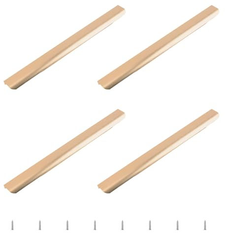 MOROBOR 4 Pack Finger Edge Pull, Curved Hidden Back Mount Door Handle Concealed Drawer Pulls Modern Style Drawer Handle for Cabinet Hardware Drawer Wardrobe, 400mm/Brushed Gold