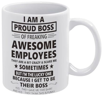 PIBONTO I Am A Proud Boss of Freaking Coffee Mugs,Mug Cup Gifts,Christmas Birthday Father's Day Mother's Day Gifts for Friends Coworkers,11 Oz Coffee Mug